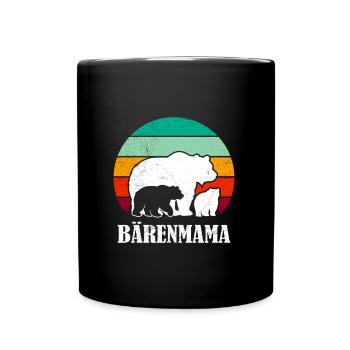 Werdende Mutter BÄRENMAMA Bald Mama Lustiges - Tasse einfarbig - Schwarz - Vorne
