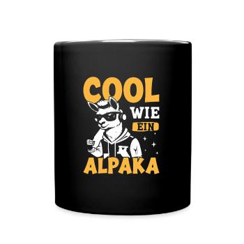 Alpaka Fan COOL WIE EIN ALPAKA Lama Lustig - Tasse einfarbig - Schwarz - Vorne