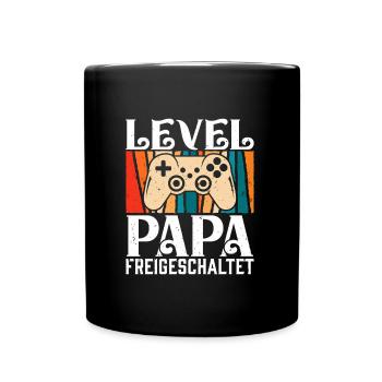 Zocker Papa LEVEL PAPA FREIGESCHALTET Retro Lustig - Tasse einfarbig - Schwarz - Vorne