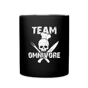 Team Omnivore Skull mit Grillbesteck - Tasse einfarbig - Schwarz - Vorne