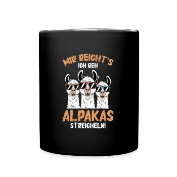 Alpaka MIR REICHT'S ICH GEH ALPAKAS STREICHELN - Tasse einfarbig - Schwarz - Vorne