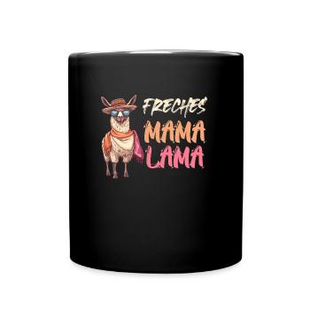 Werdende Mutter FRECHES MAMA LAMA Lustig - Tasse einfarbig - Schwarz - Vorne