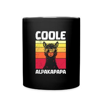 Bald Papa COOLE ALPAKAPAPA Retro Lustiges - Tasse einfarbig - Schwarz - Vorne