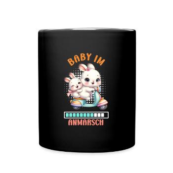 Bald Mama BABY IM ANMARSCH Lustiges - Tasse einfarbig - Schwarz - Vorne