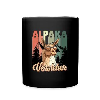 Alpaka Fan ALPAKA VERSTEHER Retro Lustig - Tasse einfarbig - Schwarz - Vorne