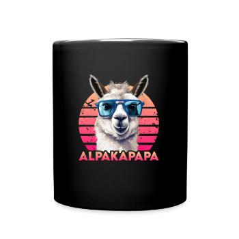 Alpaka Fan ALPAKAPAPA Retro Lustiges - Tasse einfarbig - Schwarz - Vorne
