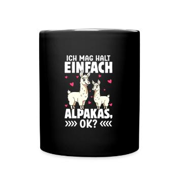 Alpaka Fan ICH MAG HALT EINFACH ALPAKAS Lustig - Tasse einfarbig - Schwarz - Vorne