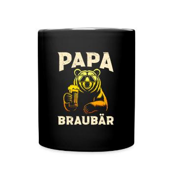 Bierfan PAPA BRAUBÄR Werdender Vater Lustig - Tasse einfarbig - Schwarz - Vorne