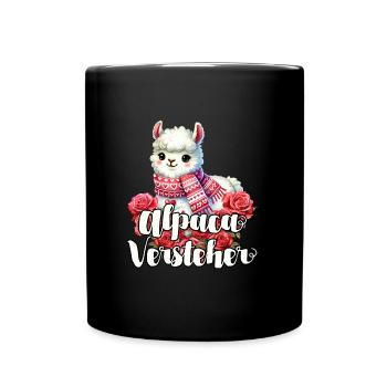 Alpaka Fan ALPAKA VERSTEHER Retro Lustig - Tasse einfarbig - Schwarz - Vorne