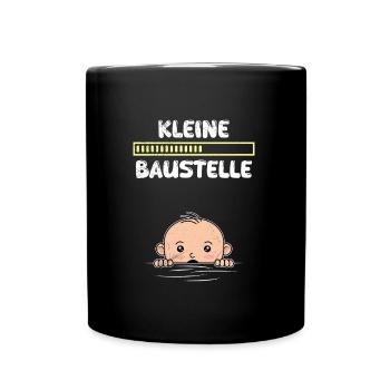 Bald Mama KLEINE BAUSTELLE Baby Kommt Lustiges - Tasse einfarbig - Schwarz - Vorne