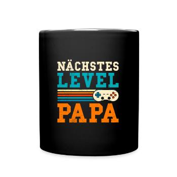 Gamer Papa NÄCHSTES LEVEL PAPA Lustiges - Tasse einfarbig - Schwarz - Vorne