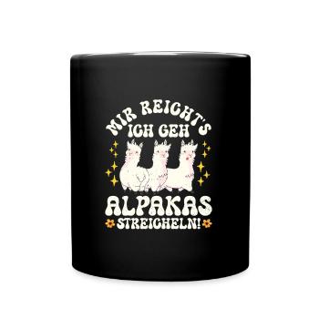 Alpaka Fan MIR REICHT'S GEH ALPAKAS STREICHELN - Tasse einfarbig - Schwarz - Vorne