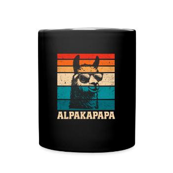 Werdender Vater ALPAKAPAPA Retro Lustig - Tasse einfarbig - Schwarz - Vorne