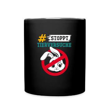 Tierschutz STOPPT TIERVERSUCHE GEGEN VERSUCHE - Tasse einfarbig - Schwarz - Vorne