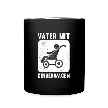 Werdender Vater MIT KINDERWAGEN Lustiges - Tasse einfarbig - Schwarz - Vorne