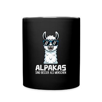 Alpaka Fan ALPAKAS SIND BESSER ALS MENSCHEN LusAlp - Tasse einfarbig - Schwarz - Vorne