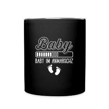 BABY IM ANMARSCH Werdende Mütter Lustiges - Tasse einfarbig - Schwarz - Vorne