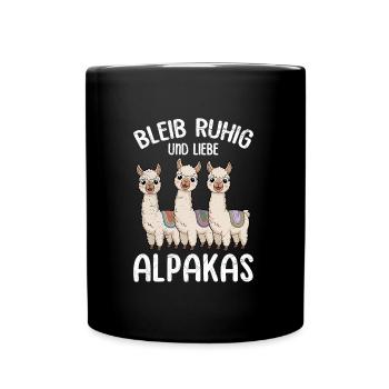 Alpaka Fan LIEBE ALPAKAS Lama Lustiges - Tasse einfarbig - Schwarz - Vorne