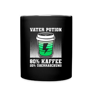 Bald Papa VATER POTION 80% KAFFEE 20% ÜBERRASCHUNG - Tasse einfarbig - Schwarz - Vorne