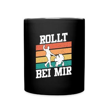 Werdender Vater ROLLT BEI MIR Lustiges - Tasse einfarbig - Schwarz - Vorne
