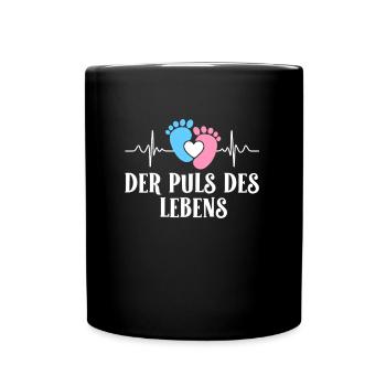 Werdende Mutter DER PULS DES LEBENS Lustig - Tasse einfarbig - Schwarz - Vorne