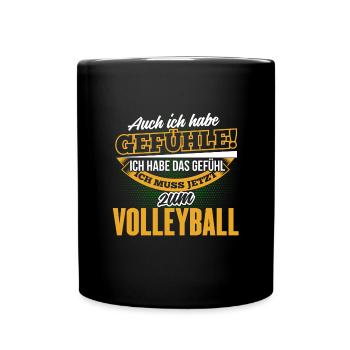 VOLLEYBALL - Ich habe auch Gefühle - Tasse einfarbig - Schwarz - Vorne