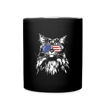 MAINE COON Amerika Fahne Wilsigns Katze Rassekatze - Tasse einfarbig - Schwarz - Vorne