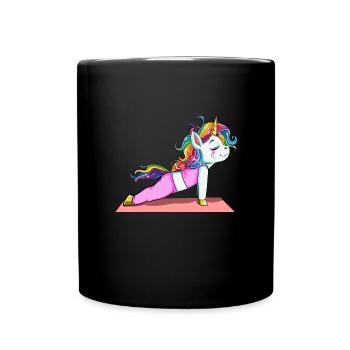 Einhorn Yoga Fitness Geschenk Sport Stretch Pose - Tasse einfarbig - Schwarz - Vorne