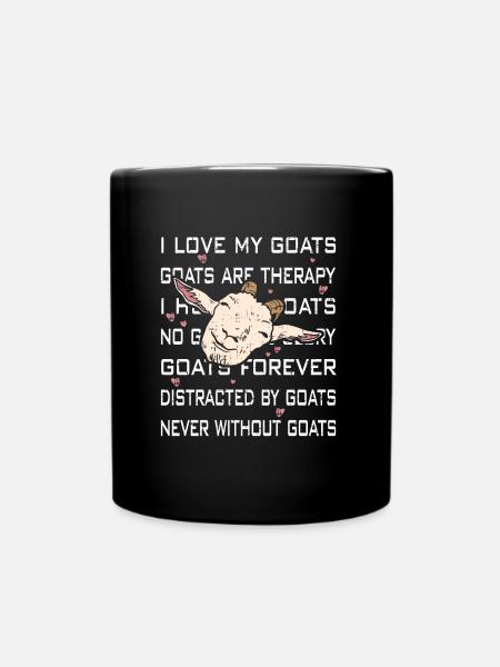 I love goats | funny goats - Full Colour Mug - black