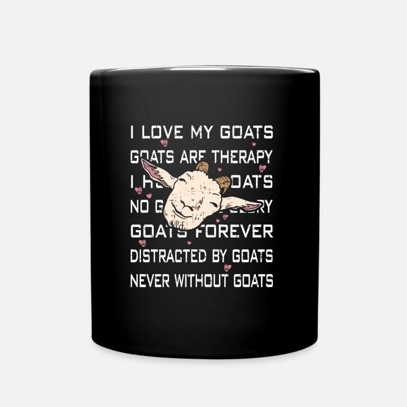I love goats | funny goats - Full Colour Mug - black