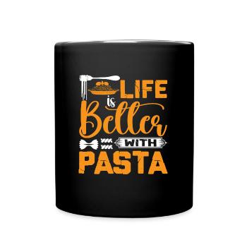 Life Is Better With Pasta Italian Spaghetti Noodle - Full Colour Mug - black - Front