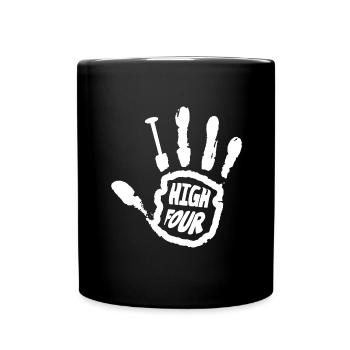 Funny High Four Finger Amputee Missing Finger - Tasse einfarbig - Schwarz - Vorne