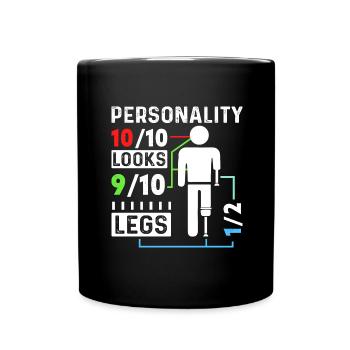 Funny Leg Amputation Leg Amputee - Full Colour Mug - black - Front