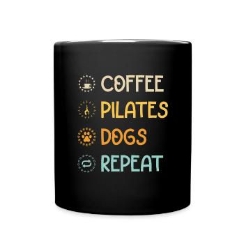 Café Pilates Chiens Répéter - Mug uni - noir - Devant