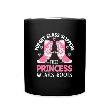 Funny Cowboy Princess Wears Boots Western - Tasse einfarbig - Schwarz - Vorne