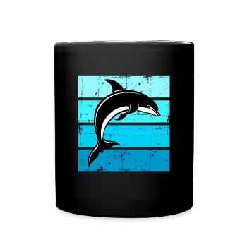 Delphin Ozean Meeres Walfisch Delphin - Tasse einfarbig - Schwarz - Vorne