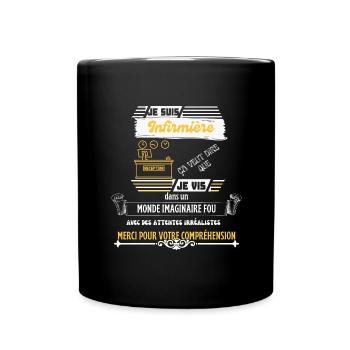 Infirmière cadeau citation drôle - Mug uni - noir - Devant