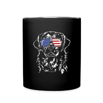 Golden Retriever America Flag Dogs Wilsigns - Full Colour Mug - black - Front