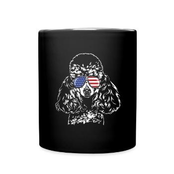 Miniature Poodle Poodle America Flag Dogs Wilsigns - Full Colour Mug - black - Front