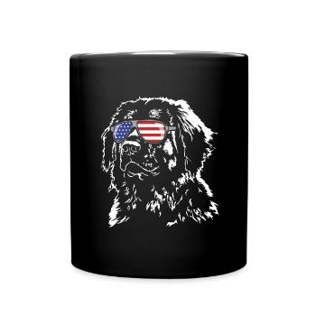 Leonberger America Flag Sunglasses Dog Wilsigns - Full Colour Mug - black - Front