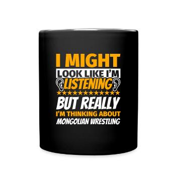 Mongolian wrestling funny gift - Full Colour Mug - black - Front