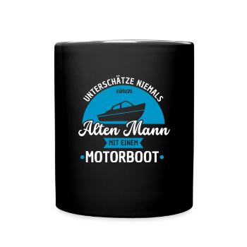 Bootsfahrer Bootfahren Motorboot Sportboot Boot - Tasse einfarbig - Schwarz - Vorne