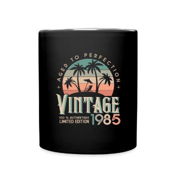 1985 Geburtstagsgeschenk Geboren 1985 - Tasse einfarbig - Schwarz - Vorne