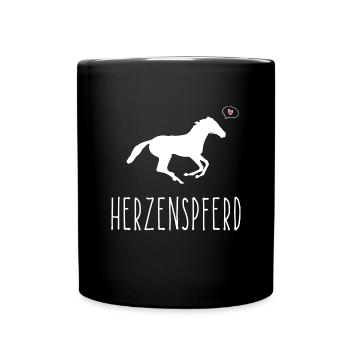 Pferdesprüche Pferdekopf Reiterin Reitsprüche - Tasse einfarbig - Schwarz - Vorne