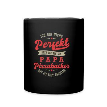 Papa Pizzabäcker Perfektes Geschenk - Tasse einfarbig - Schwarz - Vorne