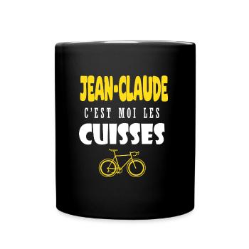 Jean claude vélo c est moi les cuisses humour velo - Mug uni - noir - Devant