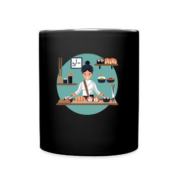 Sushi Mädchen - Tasse einfarbig - Schwarz - Vorne