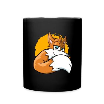 Niedlicher Cartoon Fuchs - Tasse einfarbig - Schwarz - Vorne