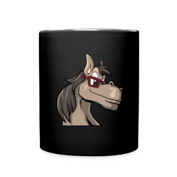 Cooles Pferd mit Sonnenbrille - Tasse einfarbig - Schwarz - Vorne