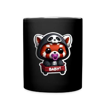 Panda bébé en capuche noir - Mug uni - noir - Devant